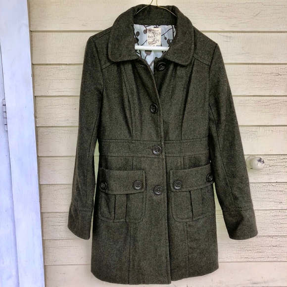 ANTHROPOLOGIE 60%wool green lined coat/EXC cond - Picture 1 of 8